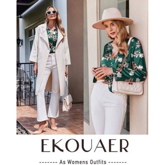 Women's 2-Piece Silk Satin PJs- Comfy Long Sleeve Sleep & Lounge Set Medium - Picture 5 of 6